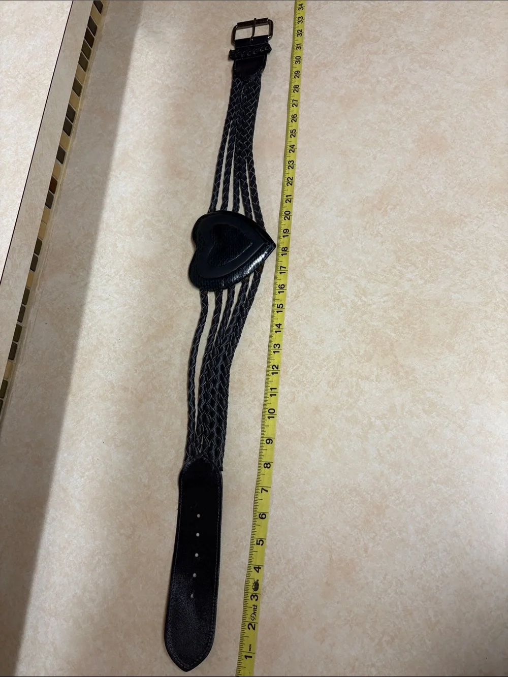 Blue Braided Women's Belt with Heart Buckle